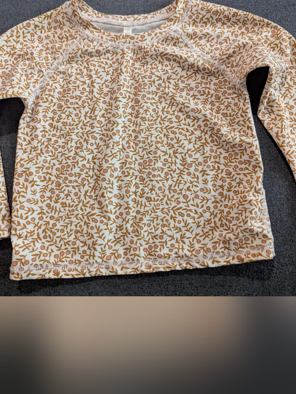 Rylee + Cru Kids Long Sleeve Rashguard in Cream and Mustard Floral Print